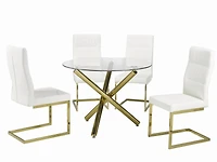 Fresno 5-Piece Dining Set, White/Gold<br>