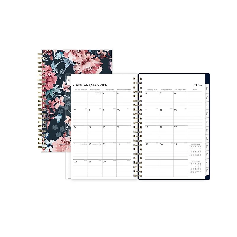 Agenda hebdomadaire/mensuel 2024, 5 po x 8 po, Blue Sky, Tiana