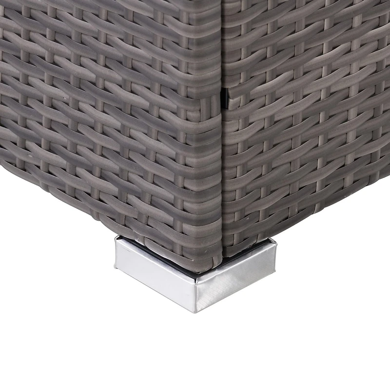CorLiving Parksville Table basse de patio carrée en résine tressée, rotin et acier galvanisé avec plateau en verre trempé