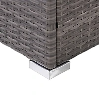 CorLiving Parksville Table basse de patio carrée en résine tressée, rotin et acier galvanisé avec plateau en verre trempé