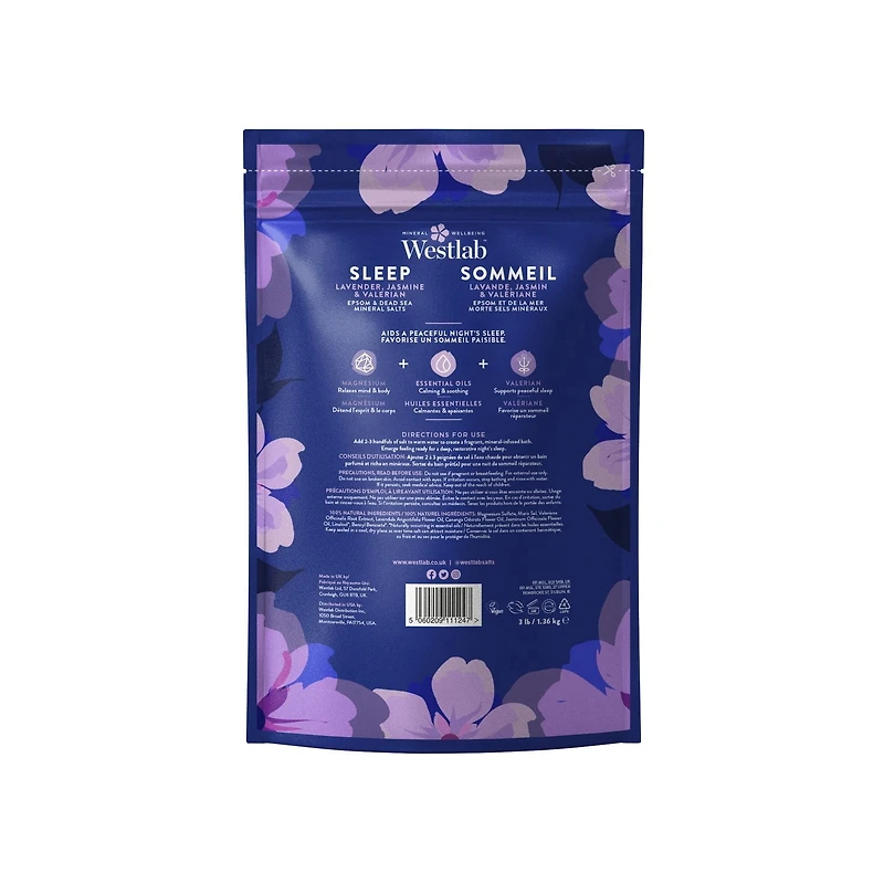 Westlab Sleep -Epsom & Dead Sea Bathing Salts with Lavender, Jasmine & Valerian