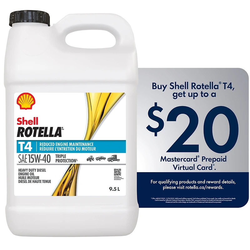 Shell Rotella T4 15W40  Diesel Engine Oil 9.5L Jug, Rotella T4 15W40 9.5L