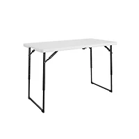 COSCO 4 ft. Centerfold Blow Mold Utility Table, Adjustable Height, White