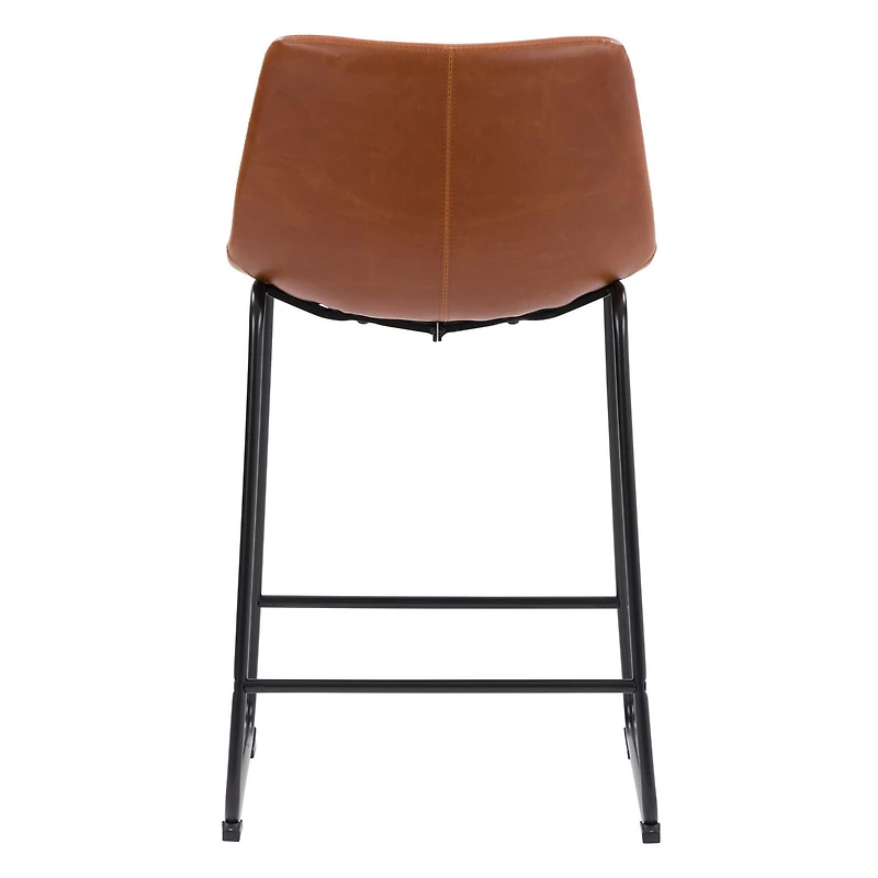 CorLiving Palmer Lot de 2 tabourets de bar d'intérieur modernes à dossier moyen, rembourrés en similicuir et hauteur comptoir