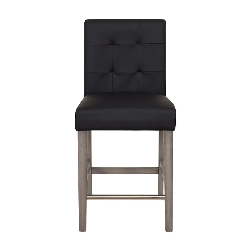 Tabouret de bar d'intérieur rembourré en similicuir Leila de CorLiving avec dossier haut, noir