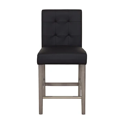 Tabouret de bar d'intérieur rembourré en similicuir Leila de CorLiving avec dossier haut, noir