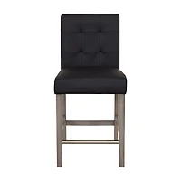 Tabouret de bar d'intérieur rembourré en similicuir Leila de CorLiving avec dossier haut, noir