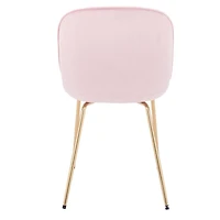 Chaise rembourrée en velours rose avec pieds dorés, lot de 2 pour salle à manger