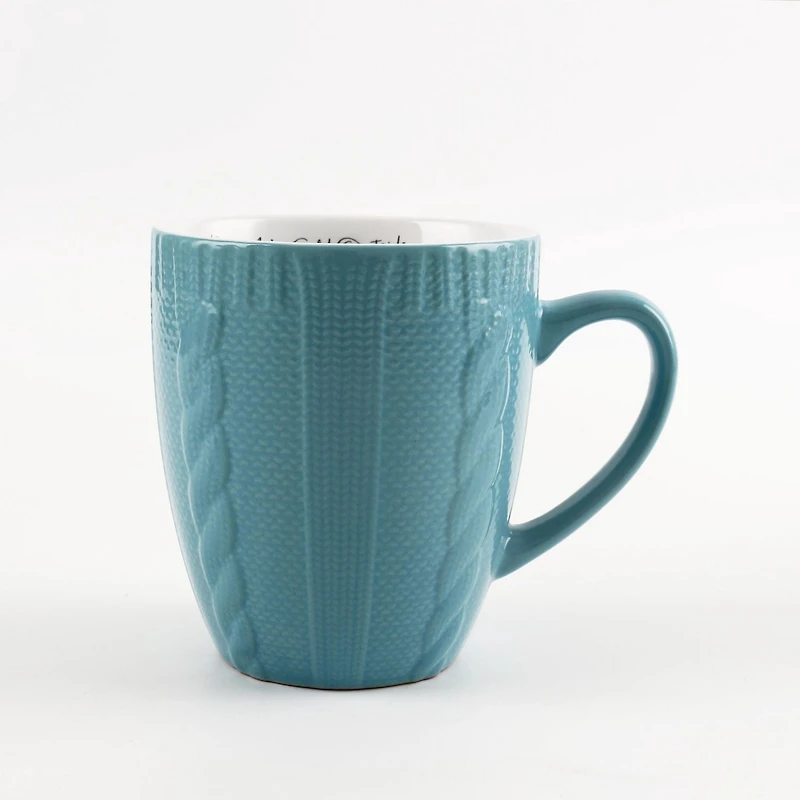 14 OZ SWEATER STONEWARE MUG - BLUE AND WHITE