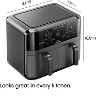 Friteuse à air chaud numérique Chefman 5,5 L à deux paniers -  Deux paniers antiadhésifs indépendants de 2,75 L - Noir