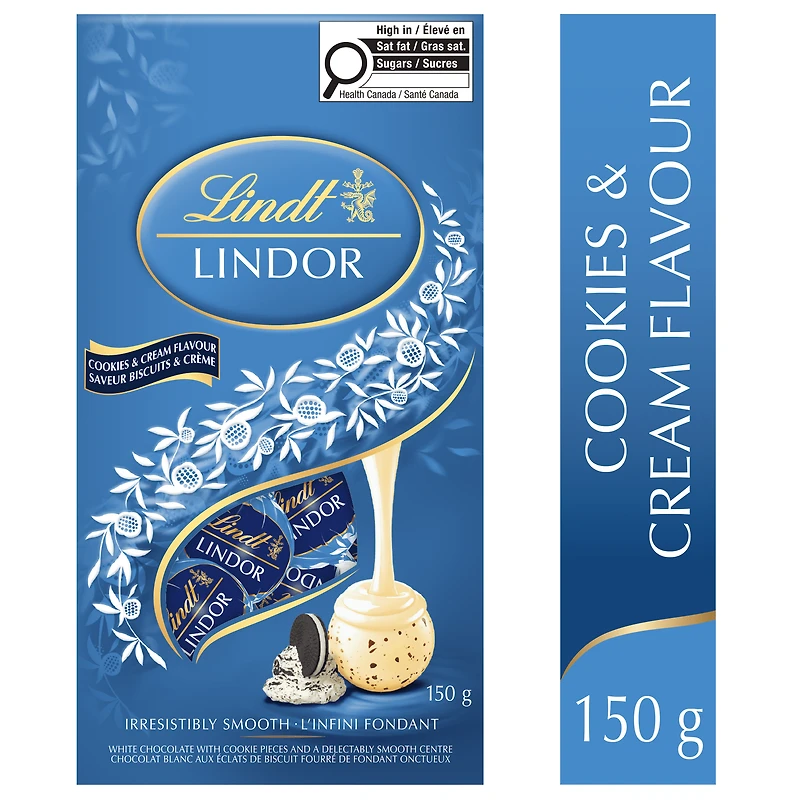 Sachet de truffes de chocolat blanc Biscuits et crème LINDOR de Lindt, 150 g LINDT LINDOR COOKIES CREME 150G BAG