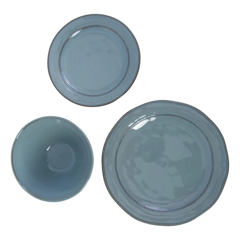 Gibson Elite Terranea Service de table 12 pièces Bleu sarcelle Terre cuite