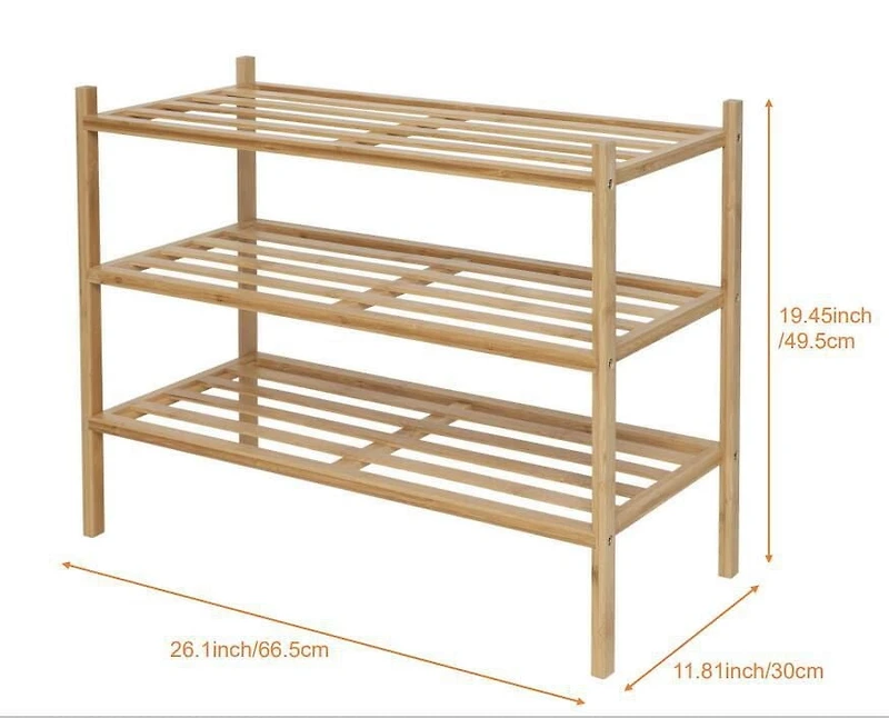 Tidyliving 3 tier bamboo shoe rack, stackable