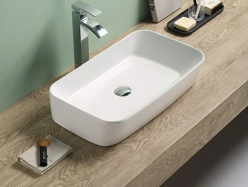 American Imaginations 22.72-in. W Above Counter White Bathroom Vessel Sink For Wall Mount Wall Mount Drilling AI-29168