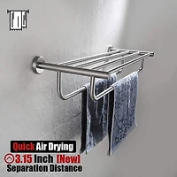 Avanities 32 po. Barre à serviette ronde en acier inoxydable W en acier inoxydable brossé AI-34582