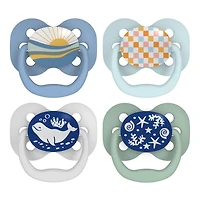 Dr. Brown’s® Advantage™ 100% Silicone, Glow in the Dark Pacifier Sunset Blue Ocean 0-6M, 4 pack, 4 Pack