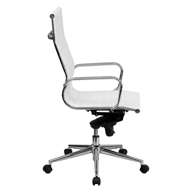 Nicer Furniture Ribbed PU Leather with Wheels Adjustable High Back Chair