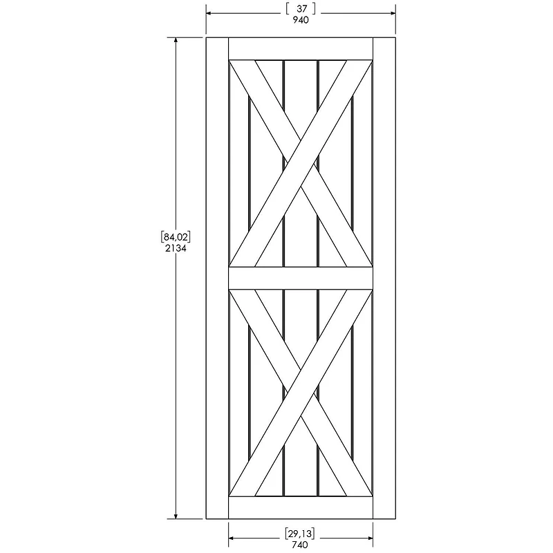 Wood & Hart 37" Magnolia Unfinished Knotty Pine Barn Door