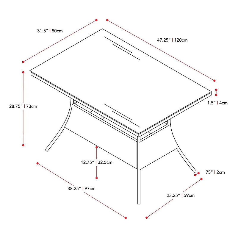 Table de salle à manger rectangulaire - Finition noire