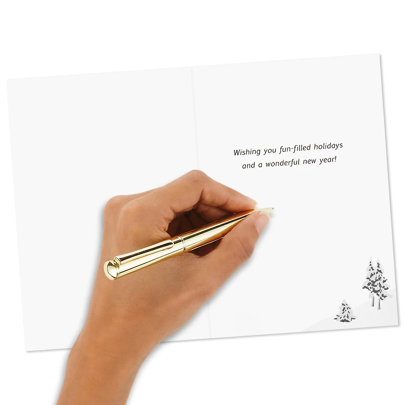 Image Arts Boxed Christmas Cards, Ice Skating Under Northern Lights (Pack of 28 Cards with Envelopes)