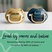 Tommee Tippee Moda Pacifiers, Symmetrical Design, BPA-Free Silicone Baglet, Includes Sterilizer Box, 18-36m, 2-Count, 18-36m