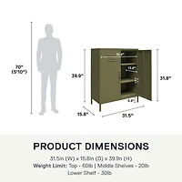 Ameriwood Home Bentley Metal Locker End Table, Olive Green