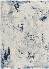 Tapis d'intérieur abstrait Rug Branch Vogue 2' x 7' (taille exacte : 2'3" x 7'), bleu crème, contemporain - Entrée, couloir, salle de bain et cuisine