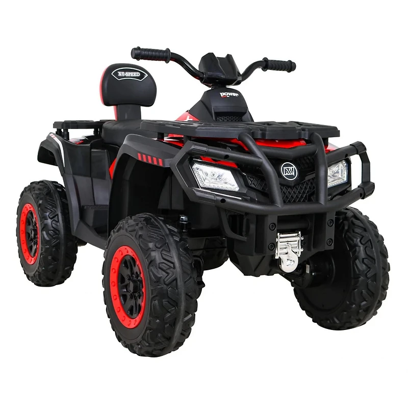 KidsVIP Upgraded Titan Edition 24V Kids’ 4×4 Ride-On ATV Quad with Rubber Tires, Leather Seat and Music