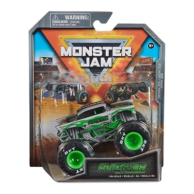 Monster Jam, Monster truck Avenger officiel, véhicule en métal moulé, échelle 1:64, jouets pour garçons à partir de 3 ans