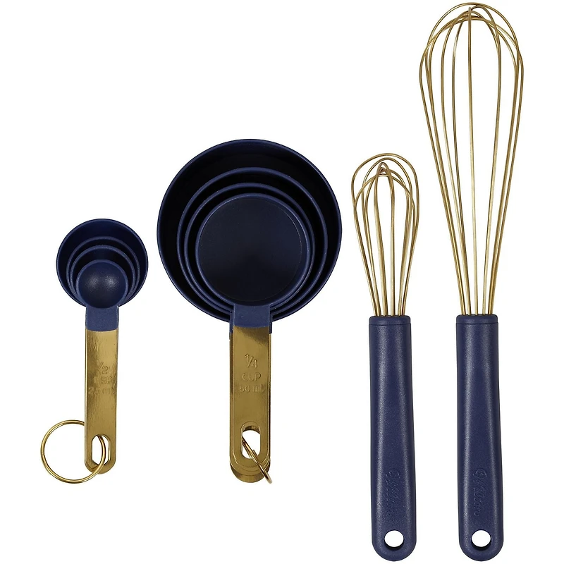 Ensemble d'ustensiles de mesure et de mélange bleu marin et or Wilton, 10 pièces