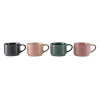 Lot de 4 tasses empilables Thyme & Table, mélange de couleurs réactives, 325 ml, grès