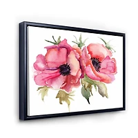 Designart Stylized Poppy Flowers FLOAT FRAME WALL ART