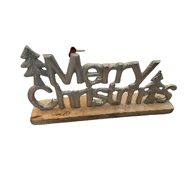 Metal Merry Christmas Tree Table Top (Gold)