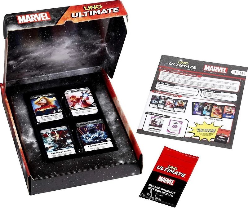 UNO Ultimate Marvel Card Game with 4 Collectible Foil Cards