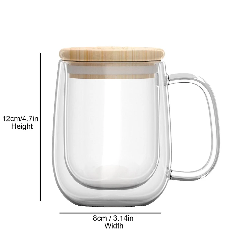 Tasse à double paroi avec un couvercle en bambou 350 ml Ensemle de 2