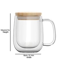 Tasse à double paroi avec un couvercle en bambou 350 ml Ensemle de 2
