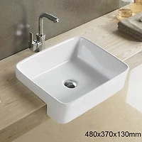 American Imaginations 23.6-in. W Semi-Recessed White Bathroom Vessel Sink For Deck Mount Deck Mount Drilling AI-28214