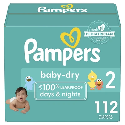 Pampers Baby Dry Diapers, Super Pack, Size NB-6, 120-64 Count