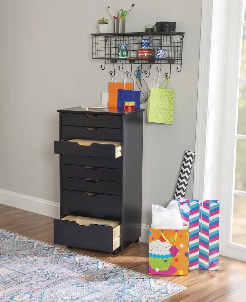 Craydon Eight-Drawer Rolling Storage Cart, Black