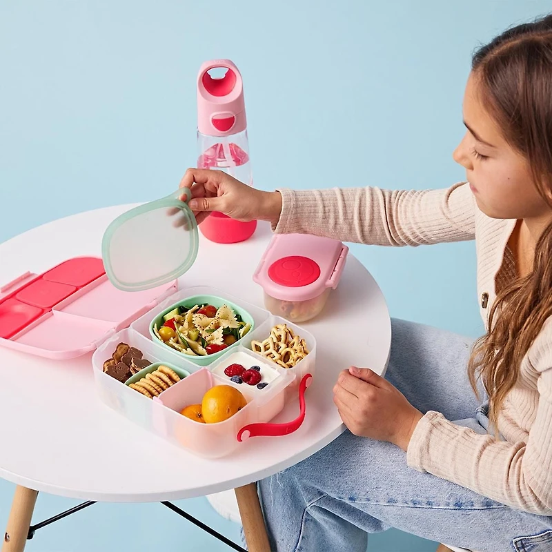 b.box - Boîte à déjeuner de style Bento à 5 compartiments pour enfants, tout-petits, enfants, récipient de stockage des aliments sans BPA avec sac isotherme, boîte alimentaire à emporter avec poignées