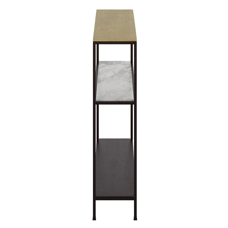 Industrial Chic Metal & Marble Console Table - Antique Gold & Black