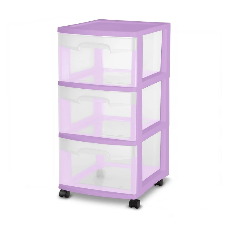 Sterilite Caisson à 3 Tiroirs Lilas