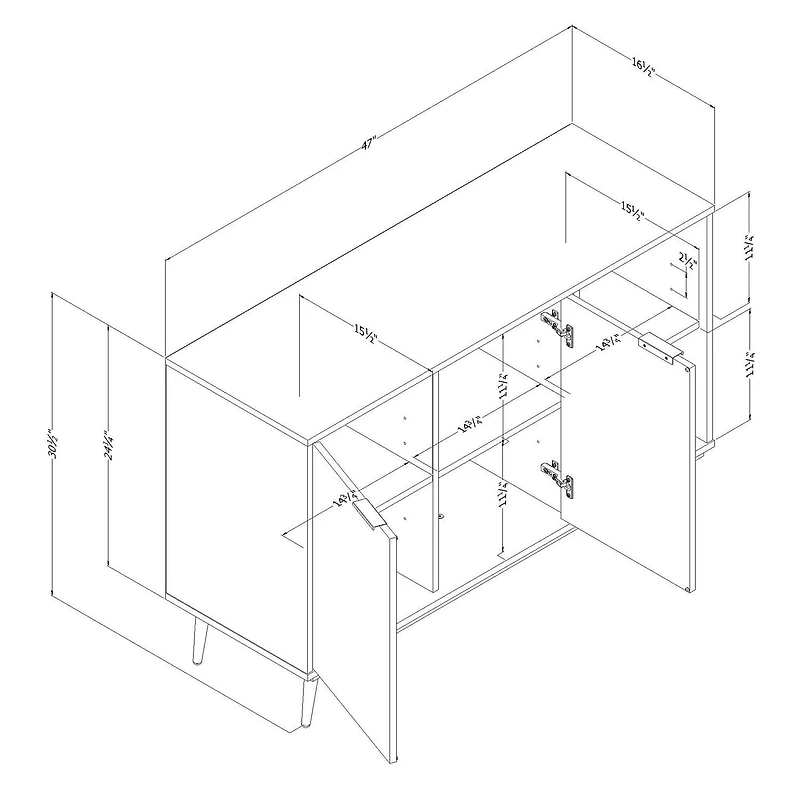 South Shore Mezzy 2-Door Sideboard with Open Storage<br>