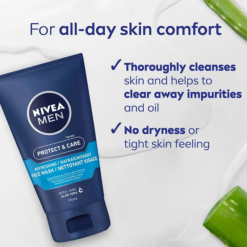 NIVEA MEN Protect & Care Refreshing Face Wash, 150 mL