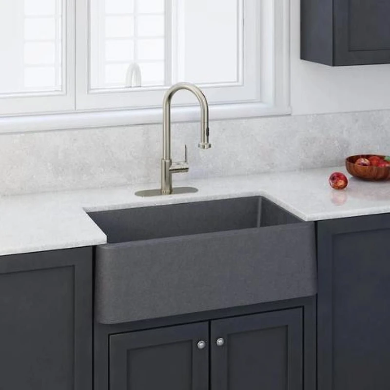 American Imaginations 30-in. W CSA Approved Grey Granite Composite Kitchen Sink With 1 BowlAI-34578
