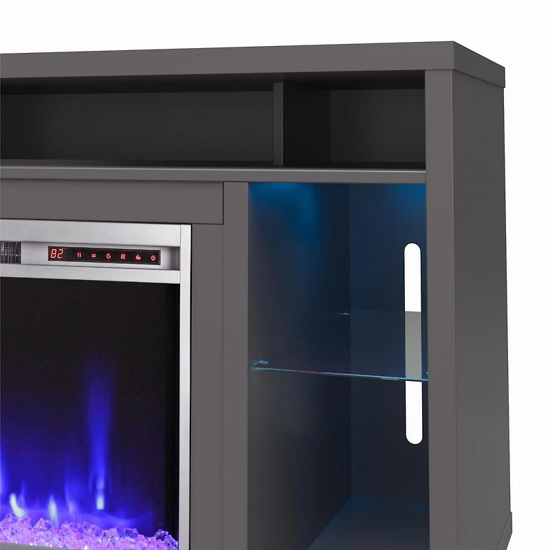 Lumina, meuble TV avec cheminée pour téléviseurs jusqu'à 48", gris graphite