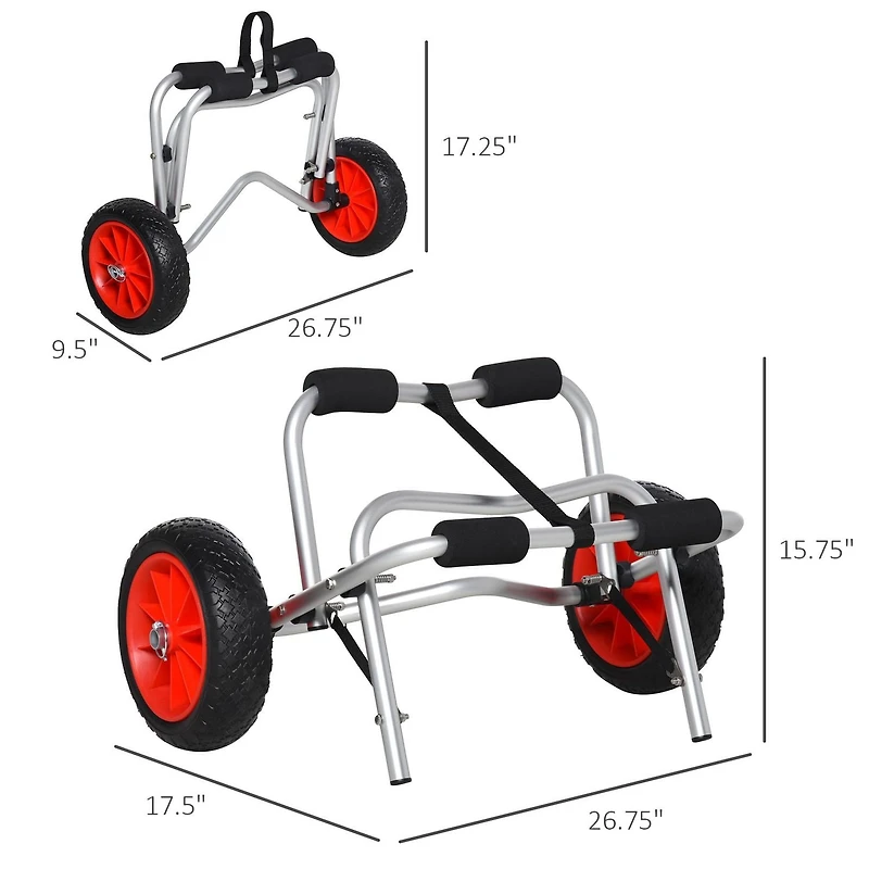 Soozier Kayak Cart Canoe Carrier Trolley Trolley Transport NO-Flat Wheel