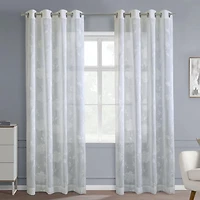 Loft Living Greeley, panneau de rideau à oeillets diaphane à motif de branches sur faux lin 52" x 95", blanc
