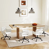 Chaise de bureau moderne Homy Casa, pivotante et réglable avec accoudoirs, tissu chenille beige