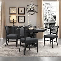 Dining Chairs Set of 2, Upholstered Side Chairs with Cane Back & Wooden Legs, Mid Century Modern Designed Chairs Living Room Kitchen Chairs